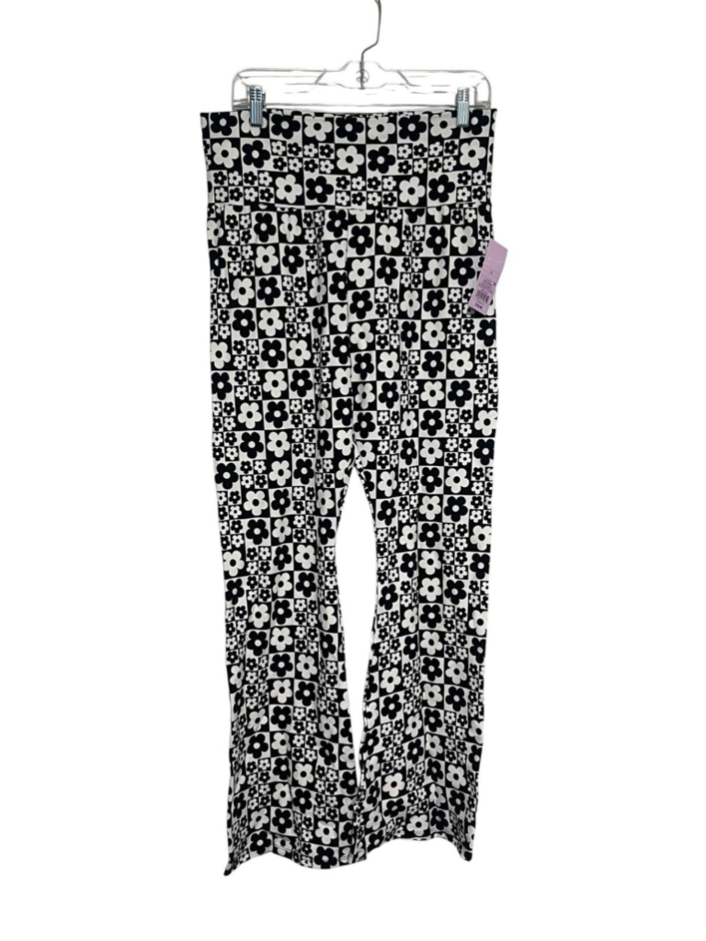 NWT Wild Fable Retro Flower Power Pants Women's Large Black White Retro Knit